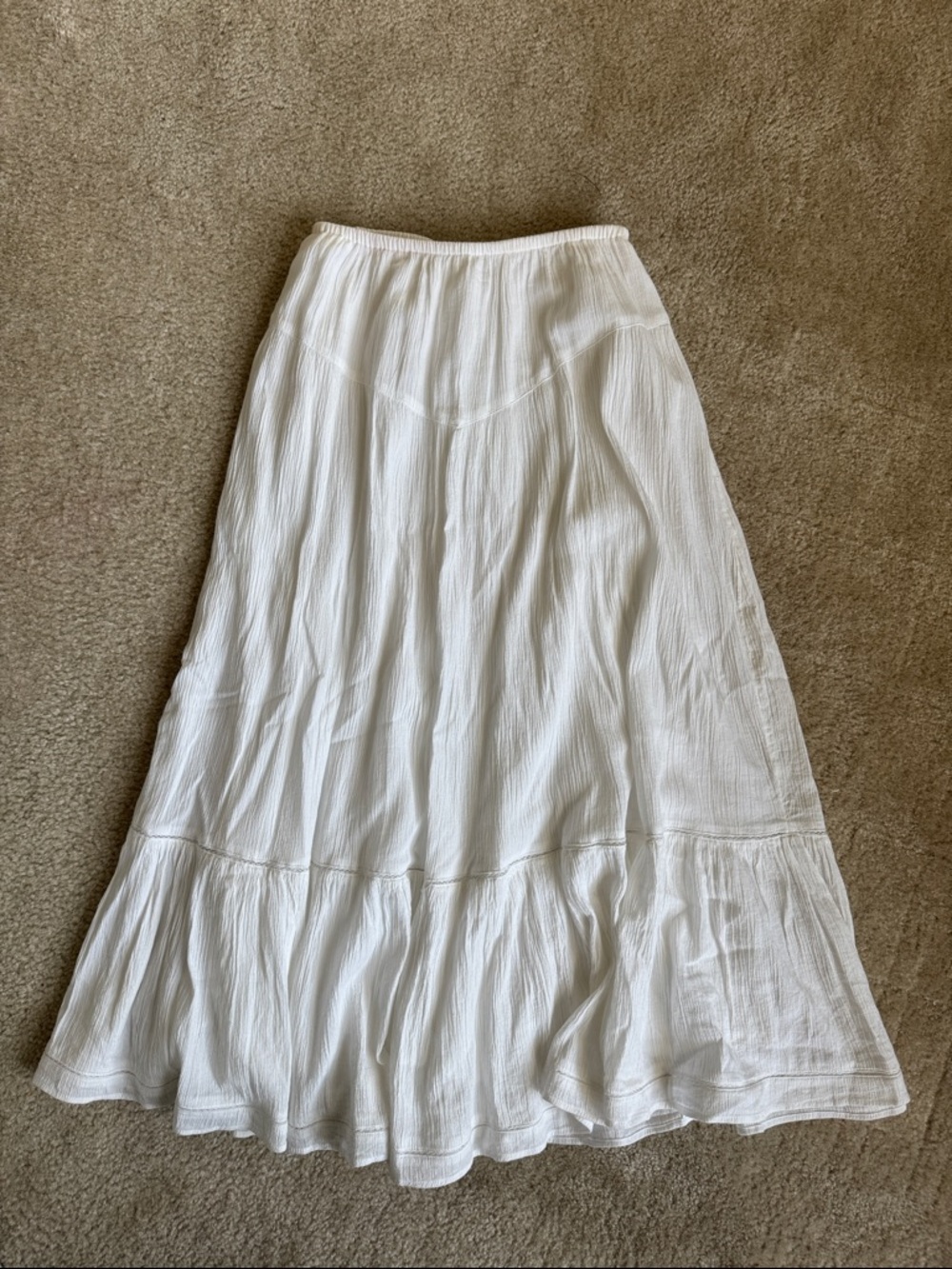 Aerie White Flowy Maxi Skirt